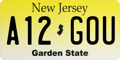NJ license plate A12GOU