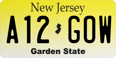 NJ license plate A12GOW