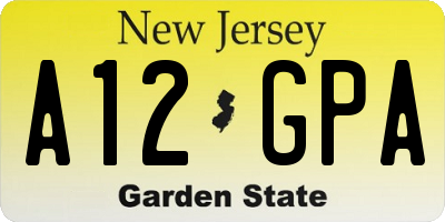 NJ license plate A12GPA