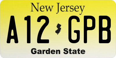 NJ license plate A12GPB