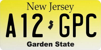 NJ license plate A12GPC