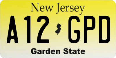 NJ license plate A12GPD