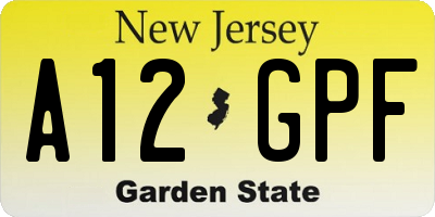 NJ license plate A12GPF