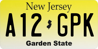 NJ license plate A12GPK