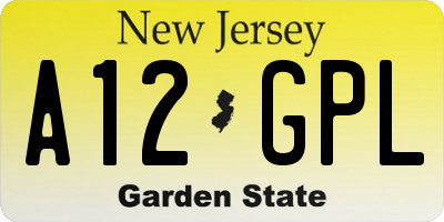 NJ license plate A12GPL