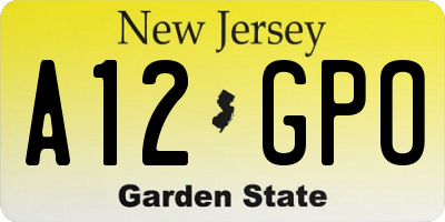 NJ license plate A12GPO