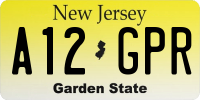 NJ license plate A12GPR