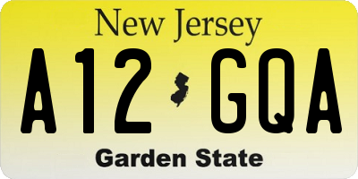 NJ license plate A12GQA
