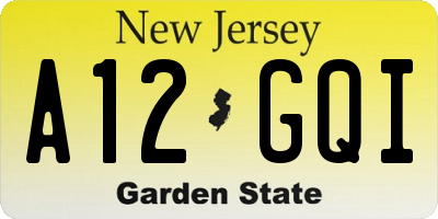 NJ license plate A12GQI