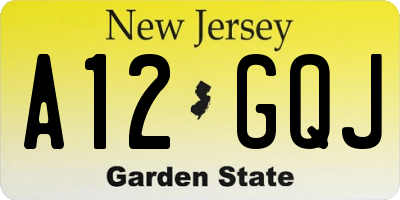 NJ license plate A12GQJ