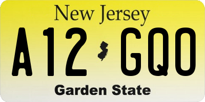 NJ license plate A12GQO