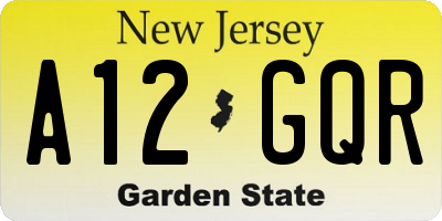 NJ license plate A12GQR