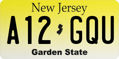 NJ license plate A12GQU