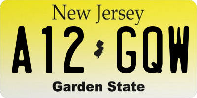 NJ license plate A12GQW