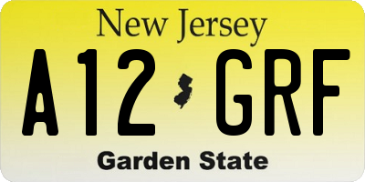 NJ license plate A12GRF