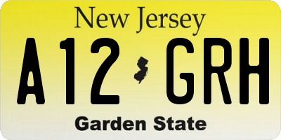 NJ license plate A12GRH