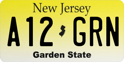 NJ license plate A12GRN