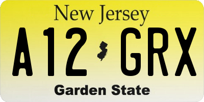 NJ license plate A12GRX