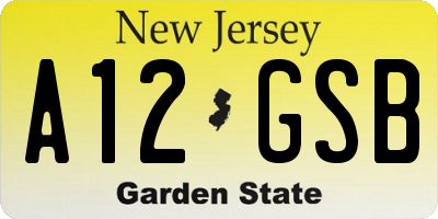 NJ license plate A12GSB