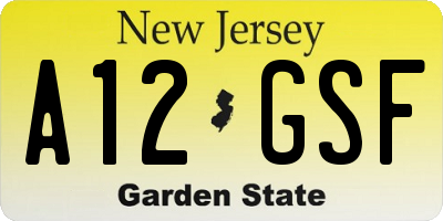 NJ license plate A12GSF