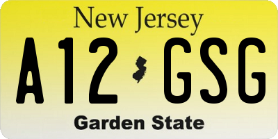 NJ license plate A12GSG