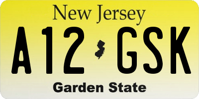 NJ license plate A12GSK