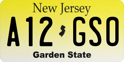 NJ license plate A12GSO