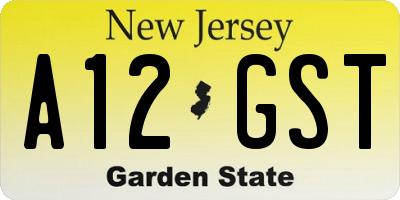 NJ license plate A12GST