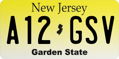 NJ license plate A12GSV