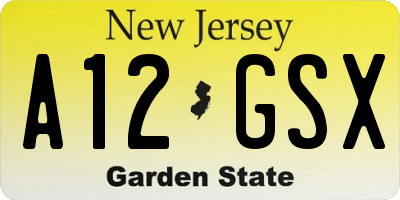 NJ license plate A12GSX