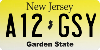 NJ license plate A12GSY