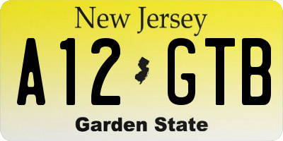 NJ license plate A12GTB