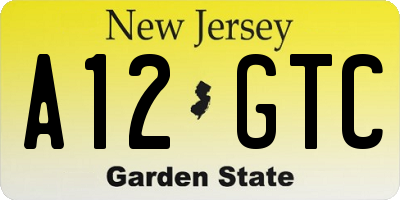 NJ license plate A12GTC