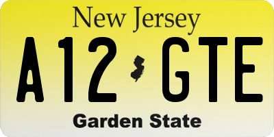 NJ license plate A12GTE