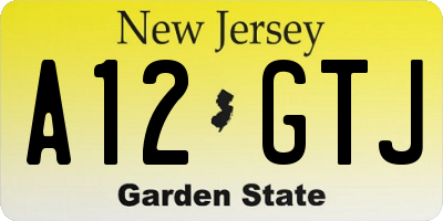 NJ license plate A12GTJ