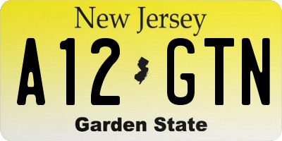 NJ license plate A12GTN
