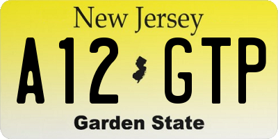 NJ license plate A12GTP