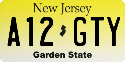NJ license plate A12GTY