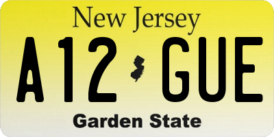 NJ license plate A12GUE