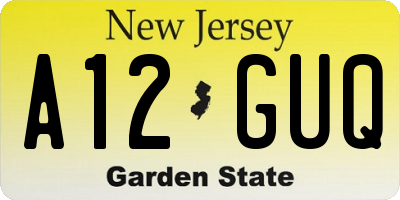 NJ license plate A12GUQ