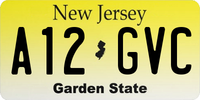 NJ license plate A12GVC
