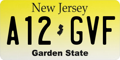 NJ license plate A12GVF