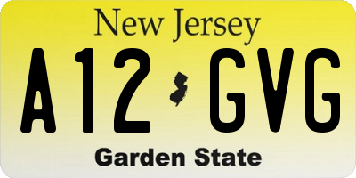 NJ license plate A12GVG