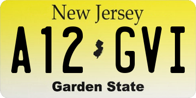 NJ license plate A12GVI