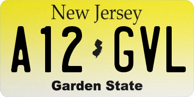 NJ license plate A12GVL