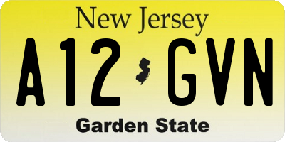 NJ license plate A12GVN