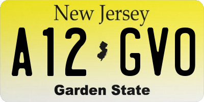 NJ license plate A12GVO