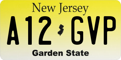 NJ license plate A12GVP