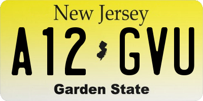 NJ license plate A12GVU