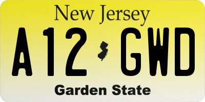 NJ license plate A12GWD